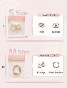 Guía completa de tamaños para bolsas de joyería rosa antioxidación en tallas S y M