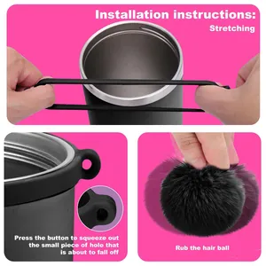 Guida all'installazione per manico in silicone nero e pompon per tazza