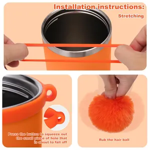 Istruzioni di installazione per manico in silicone e ciondolo pom-pom per bicchiere
