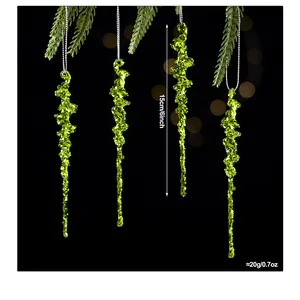 Ornements de Noël en forme de stalactite pailletée verte, 15 cm, idéal pour le sapin