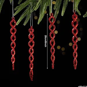 Ornements de Glaçons de Noël Pailletés Spirale Irréguliers en Plastique Décorations Suspendues pour Sapin de Noël Fête Maison