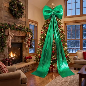 Grande Fiocco per Albero di Natale Laser Arcobaleno Metallico Verde Rosso Oro Argento Decorazione Appesa per Festa di Casa