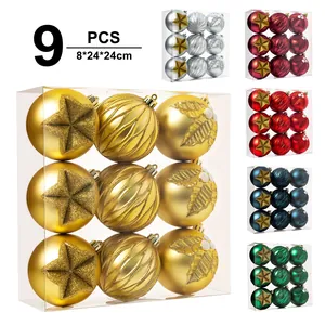 Christmas Shaped Ball Pendants Holiday Home Decor Tree Ornaments Relief Wave Star Pattern Festive Hanging Decorations For Family Celebration