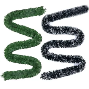 Artificial Christmas Tinsel Garland Green Frosted Pine Needle Style For Holiday Party Home Indoor Hanging Decorative Ornament
