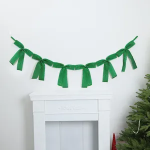 Green glitter bow garland banner decoration for birthday and holiday party backdrop