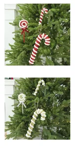 Glittery foam Christmas lollipop and candy cane ornaments shown in red, white and gold