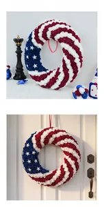 Ghirlanda patriottica di rose in schiuma bandiera americana per il decoro dell'Independency Day