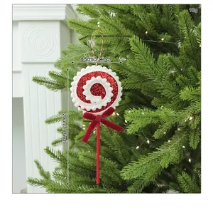 Detailed size measurements for the red and white foam lollipop Christmas ornament