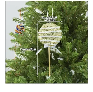Detailansicht des goldenen Glitzer-Weihnachtslutschers mit Maßen und Gewichtsangaben