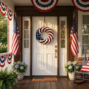 Corona floreale patriottica bandiera americana per decorazione porta Independence Day