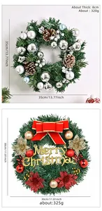 Vista dettagliata delle ghirlande di Natale da 35 cm e 30 cm con ornamenti argento.