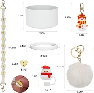 Guía de dimensiones detallada para funda de silicona y tapa de pajita de muñeco nieve