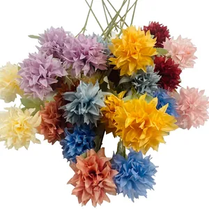 Stelo di Fiore Calendula di Seta Artificiale Con 3 Teste Crisantemo Realistico Per Decorazione Matrimonio Fotografia Casa