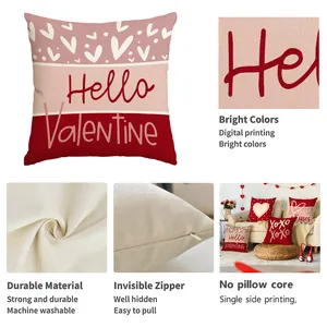 Detail view of Valentine's Day heart pillowcase material and invisible zipper detail.
