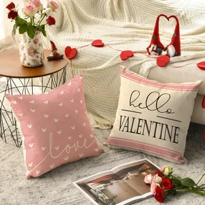 Romantic Valentine's Day pillow covers with love and heart patterns in a cozy setting.