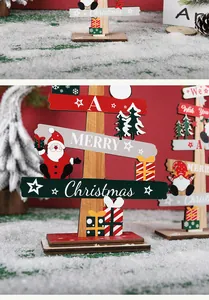 Detailed view of wooden Christmas tree ornaments featuring Santa and gnome designs