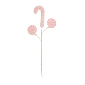 Detaillierter rosa und weißer Plüsch-Zuckerstangen- und Lutscher-Weihnachtsstecker für DIY