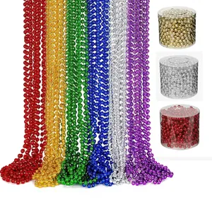 Cadena de Perlas de Navidad Festiva Cordón de Cuentas de Plástico Galvanizado Para Árbol de Navidad Escena Interior Diseño Ornamento de Fiesta