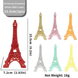 15.5cm glitter Eiffel Tower Christmas ornament available in multiple vibrant colors