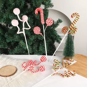Festliche Plüsch-Zuckerstangen und Lutscher-Zweige für DIY Weihnachtsbaumdekoration