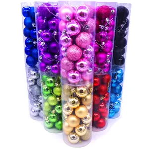 Set di Palline di Natale in Plastica Galvanica Glitter Opache Decorazioni Appese per Albero di Natale Festa Decorazione Casa
