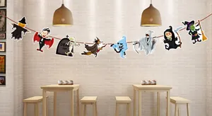 Halloween Cartoon Banner Girlande mit gruseligen Figuren für die Zimmerdekoration