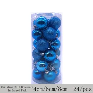 Blue Christmas ball ornament set of 24 pieces with matte and glitter finishes in tube