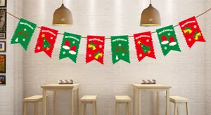 Banderole de Noël avec drapeaux rouges et verts pour décoration murale festive