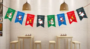Bannière de Noël festive avec Père Noël et renne dans un décor de café