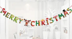 Bannière festive MERRY CHRISTMAS avec renne pour décoration de scène de Noël en intérieur