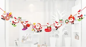 Vue détaillée d'une bannière de Noël festive avec des motifs de Père Noël cartoon