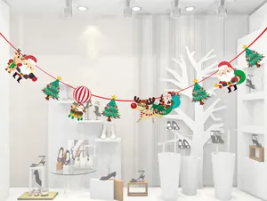 Banderole de Noël avec Père Noël et renne pour une décoration de fête festive idéale.