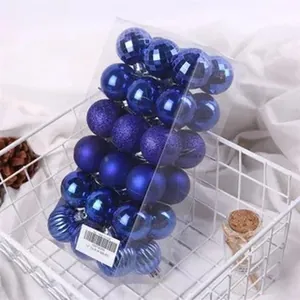 Set palline di Natale blu da 4 cm con finiture opache luccicanti e lucide di qualità