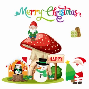 Cute cartoon Christmas static cling window stickers featuring Santa, snowman and gnome