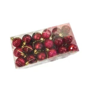Set di palline di Natale rosse da 4 cm con finiture assortite glitterate e opache