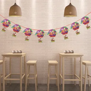 Guirlande de Noël en papier avec motifs de dessins animés pour décoration de fête