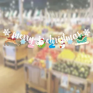 Guirlande de bannière Joyeux Noël en dessin animé pour décoration de fête