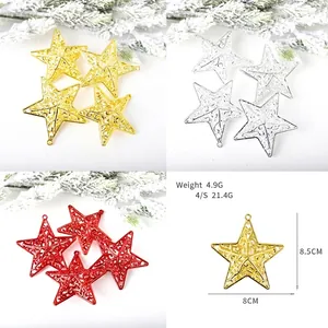 Ornements en Étoile pour Sapin de Noël Étoiles Pentagramme Ajourées 3D Électroplaquées Décorations Suspendues