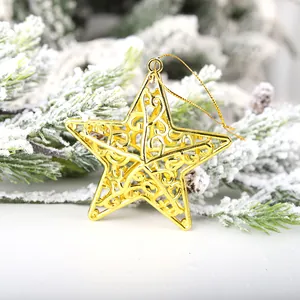 Décoration élégante d'étoile de Noël dorée évidée de 8 cm pour le sapin de Noël