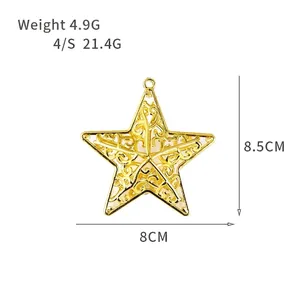 Pendentif étoile 3D évidé doré de 8 cm pour décoration de sapin de Noël avec détails
