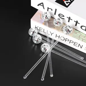 Disco ball cocktail stirrers with 3cm mirror balls for party decorations