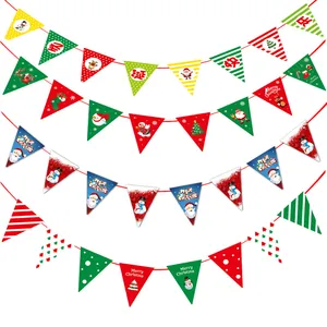 Guirlande de Noël festive en papier avec des motifs de Père Noël et de bonhomme de neige