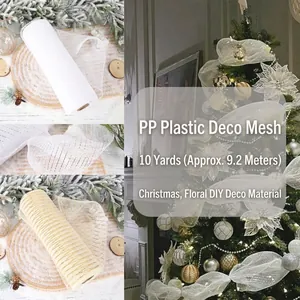 DIY Ruban en Maille Déco pour Arbre de Noël en Plastique PP pour Emballage de Fleurs Fabrication de Guirlandes 10 Yards Maille Métallique