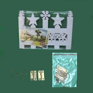 White PVC Christmas fence set with stars snowflakes and mounting hardware