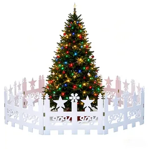 White decorative PVC fence for Christmas tree base with star and JOY cutout designs