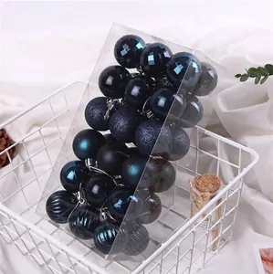 Set of 36 navy blue 4cm Christmas ball ornaments with glitter, matte, and shiny finishes