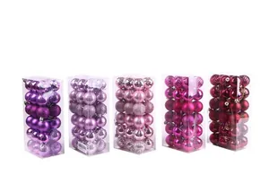 Selection of five boxes of 36pcs 4cm electroplated pink and purple Christmas tree baubles