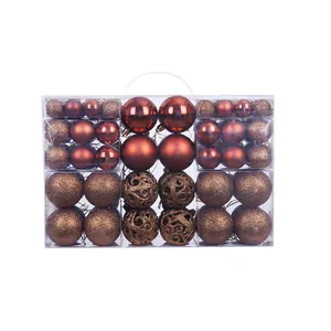 100pcs bronze Christmas ball ornaments set in mixed sizes and textures for holiday decor