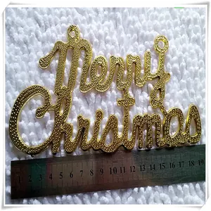 Golden Merry Christmas hanging sign for holiday decoration with size measurement