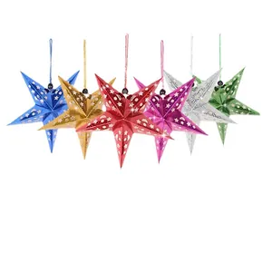 Six décorations suspendues en forme d'étoile laser 3D pour Noël et les fêtes d'événements
